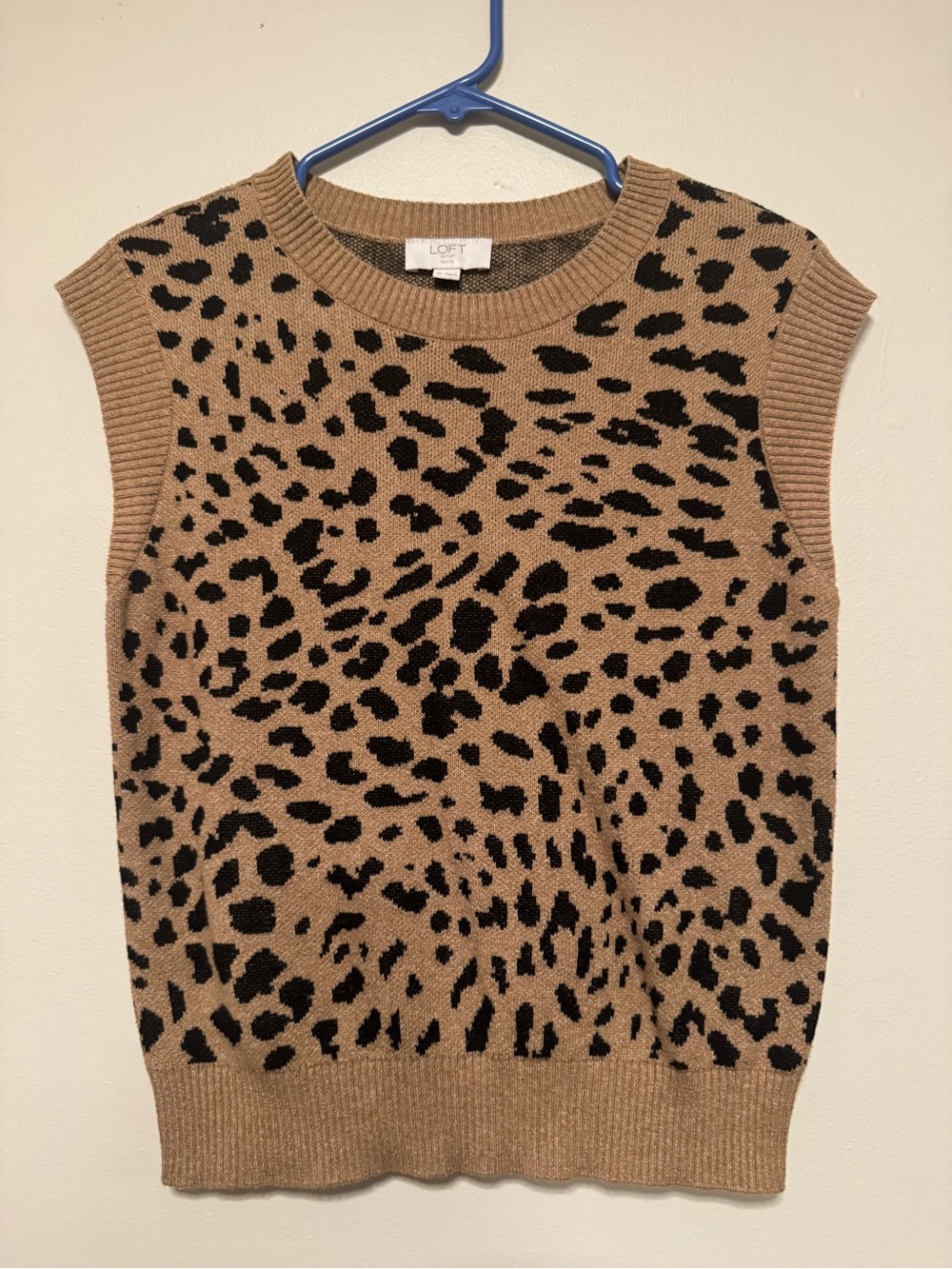 LOFT Leopard Jacquard Sleeveless Knit Top - Camel & Black